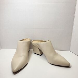 Botkier Shanna Cream Leather Pointed Toe Mule Block Heel Womens Size 7